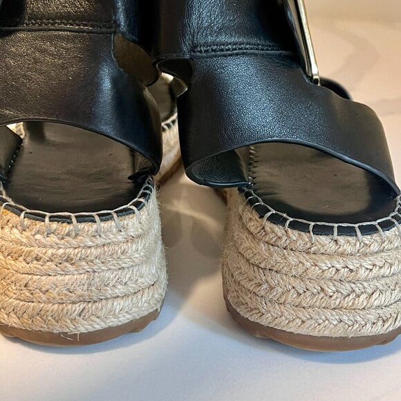 EOS Larah Wedge Espadrille Platform Black Sandal Size 8.5 (39) - Picture 9 of 16